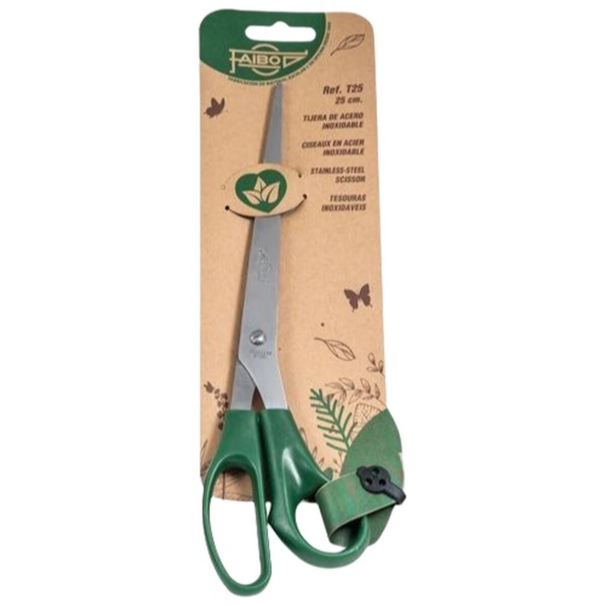 Scissors Faibo Green Stainless steel Plastic 25 cm (10 Units)