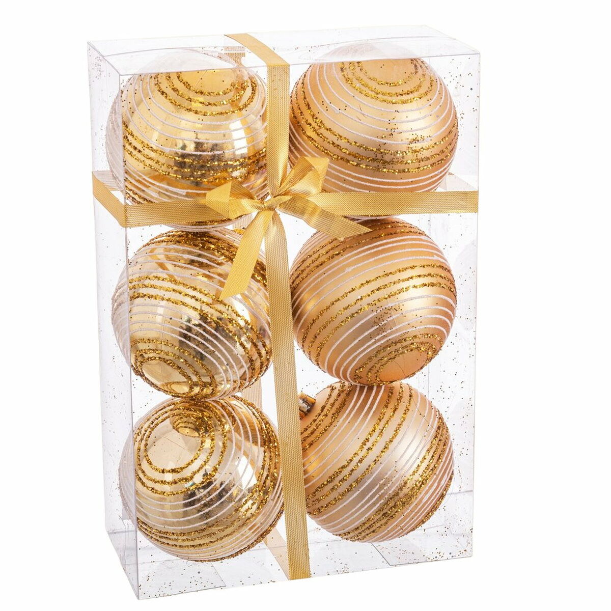 Christmas Baubles Golden Plastic Spiral 8 x 8 x 8 cm (6 Units) Christmas Baubles Golden Plastic Spiral 8 x 8 x 8 cm (6 Units)