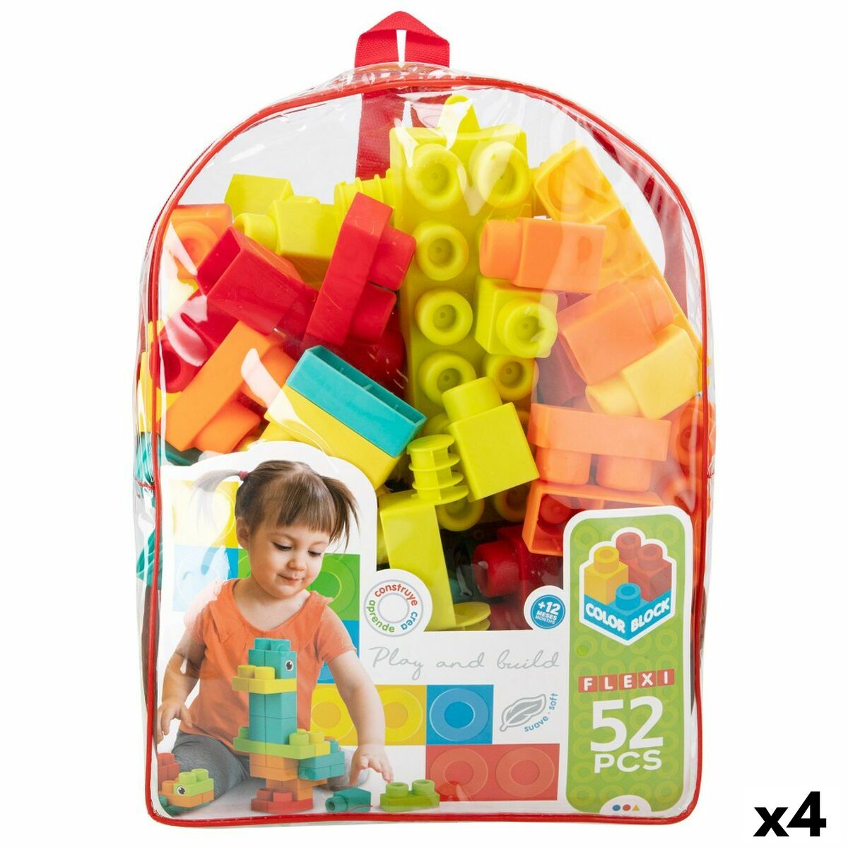 Construction set Color Block 52 Pieces (4 Units) Construction set Color Block 52 Pieces (4 Units)
