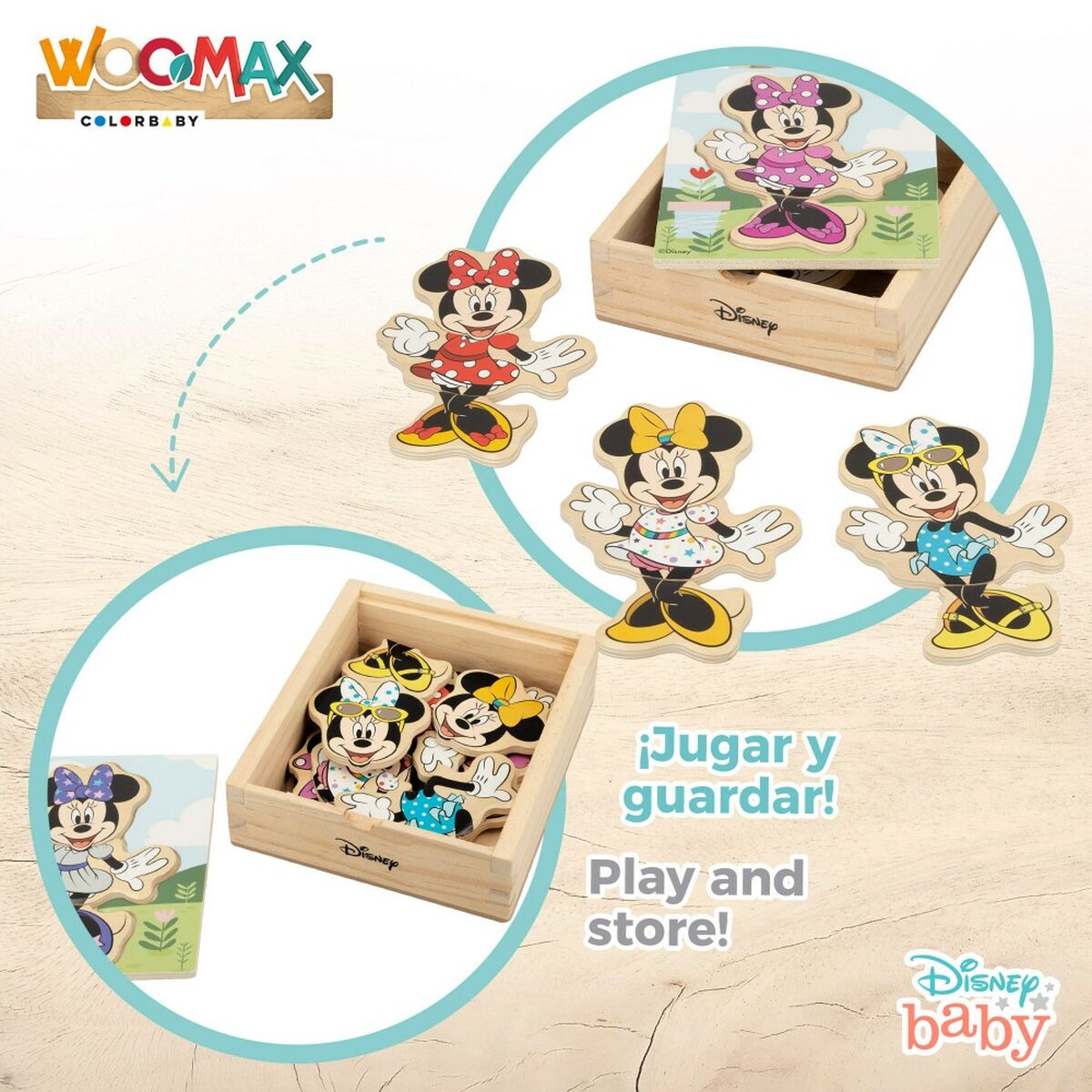 Child’s Wooden Puzzle Disney + 2 Years 19 Pieces (12 Units)