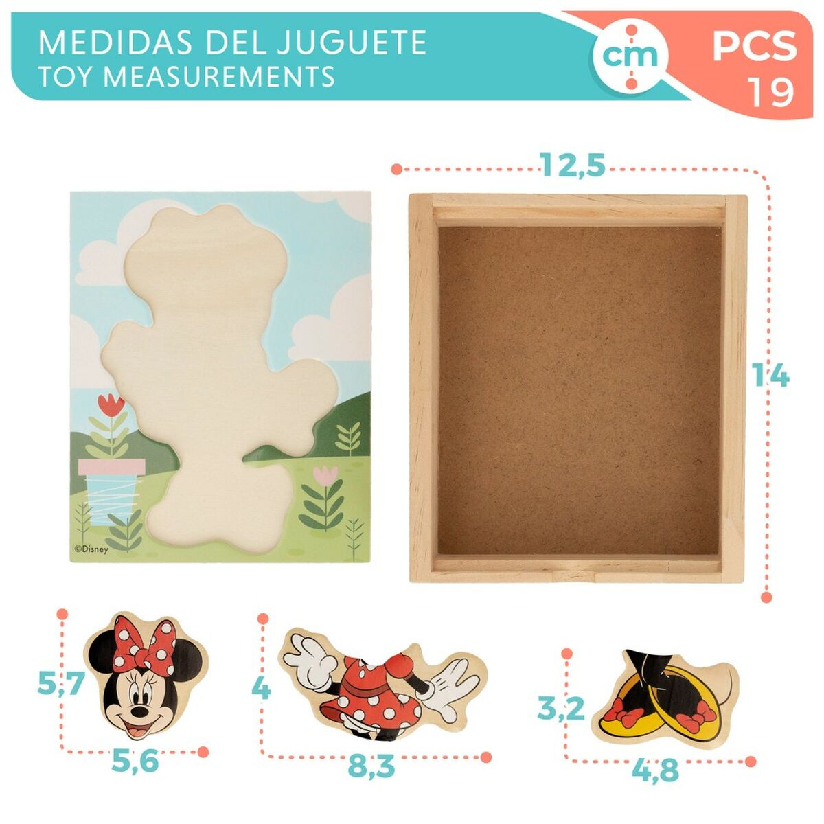 Child’s Wooden Puzzle Disney + 2 Years 19 Pieces (12 Units)