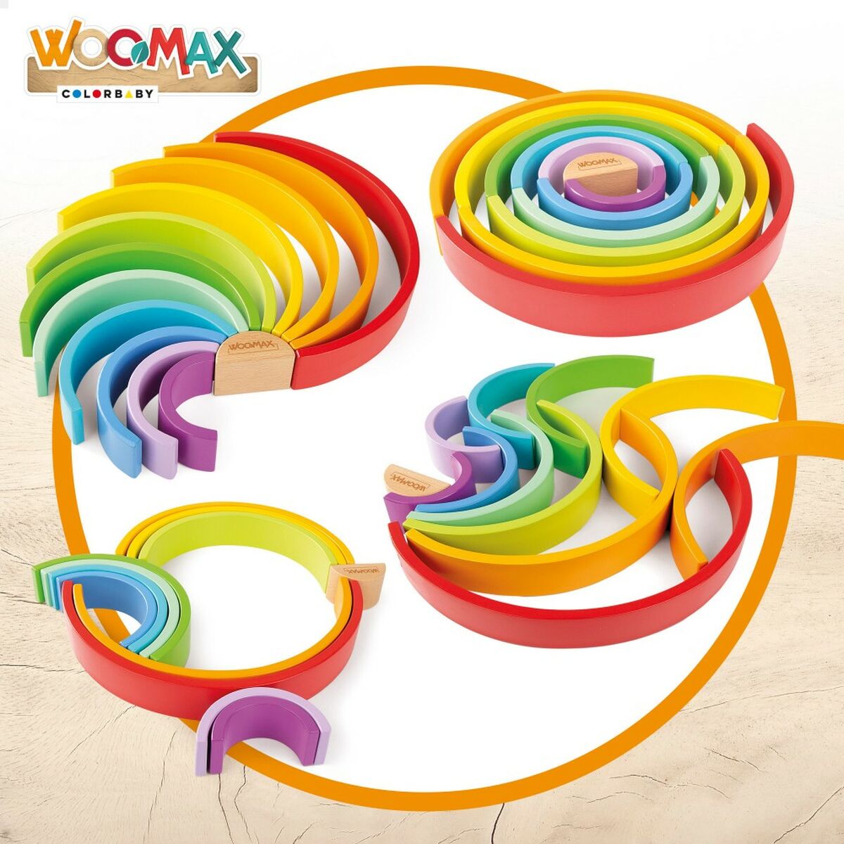 Child’s Wooden Puzzle Woomax Rainbow 11 Pieces 2 Units