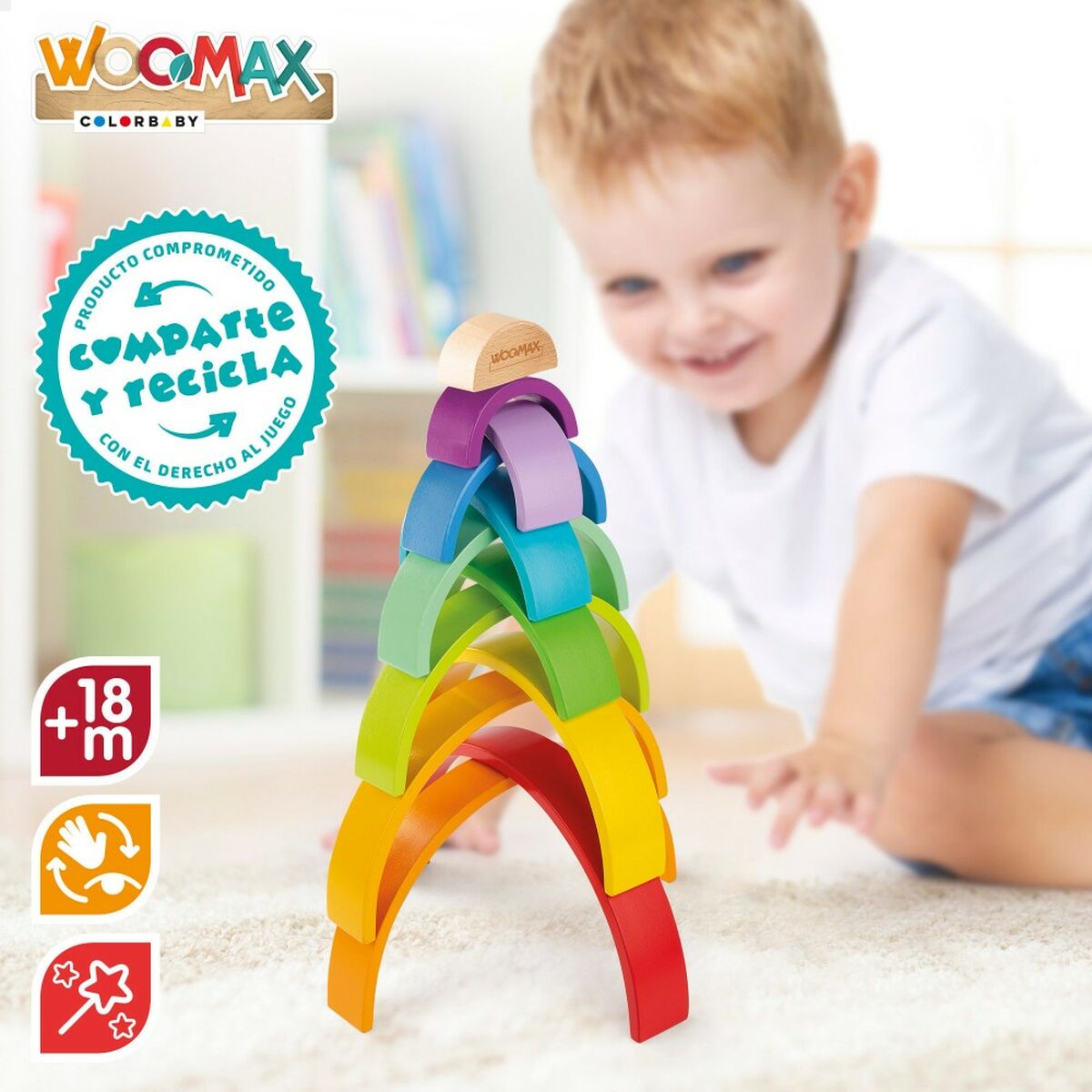 Child’s Wooden Puzzle Woomax Rainbow 11 Pieces 2 Units