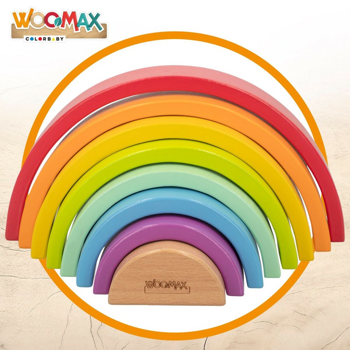 Child’s Wooden Puzzle Woomax Rainbow 8 Pieces 4 Units