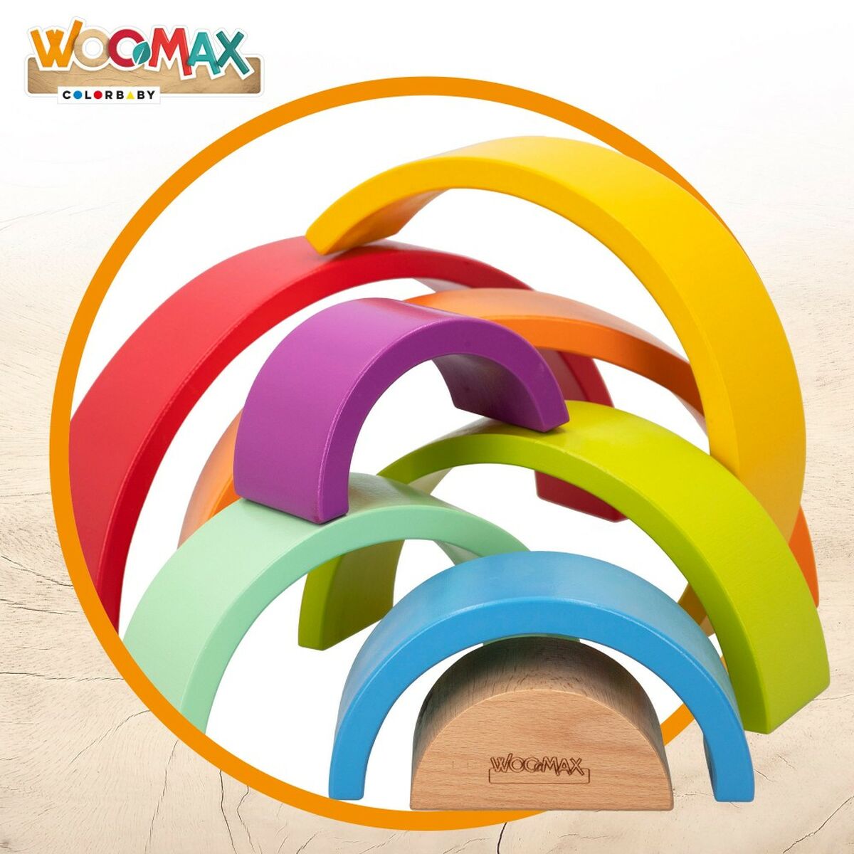 Child’s Wooden Puzzle Woomax Rainbow 8 Pieces 4 Units
