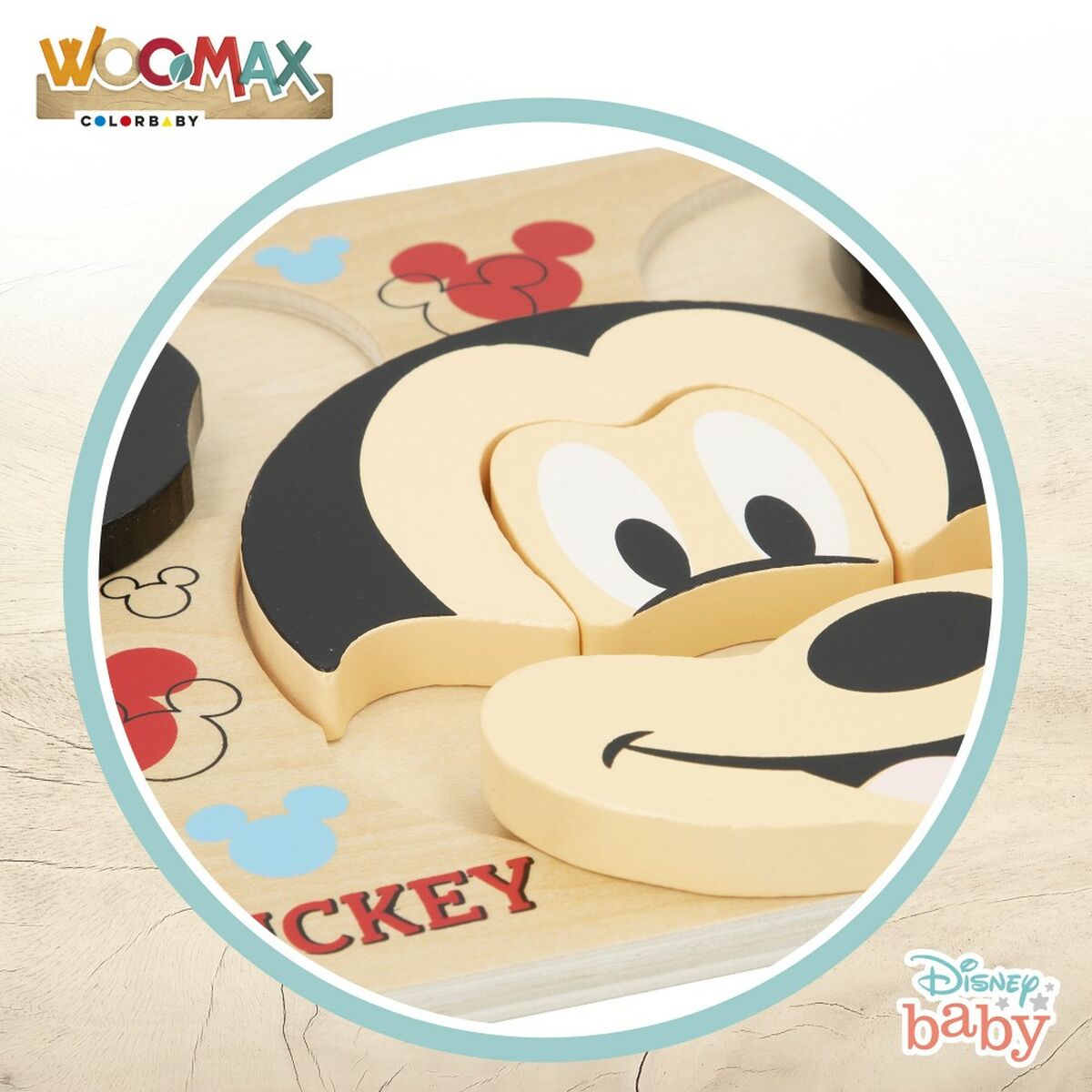 Child’s Wooden Puzzle Disney Mickey Mouse + 12 Months 6 Pieces (12 Units)