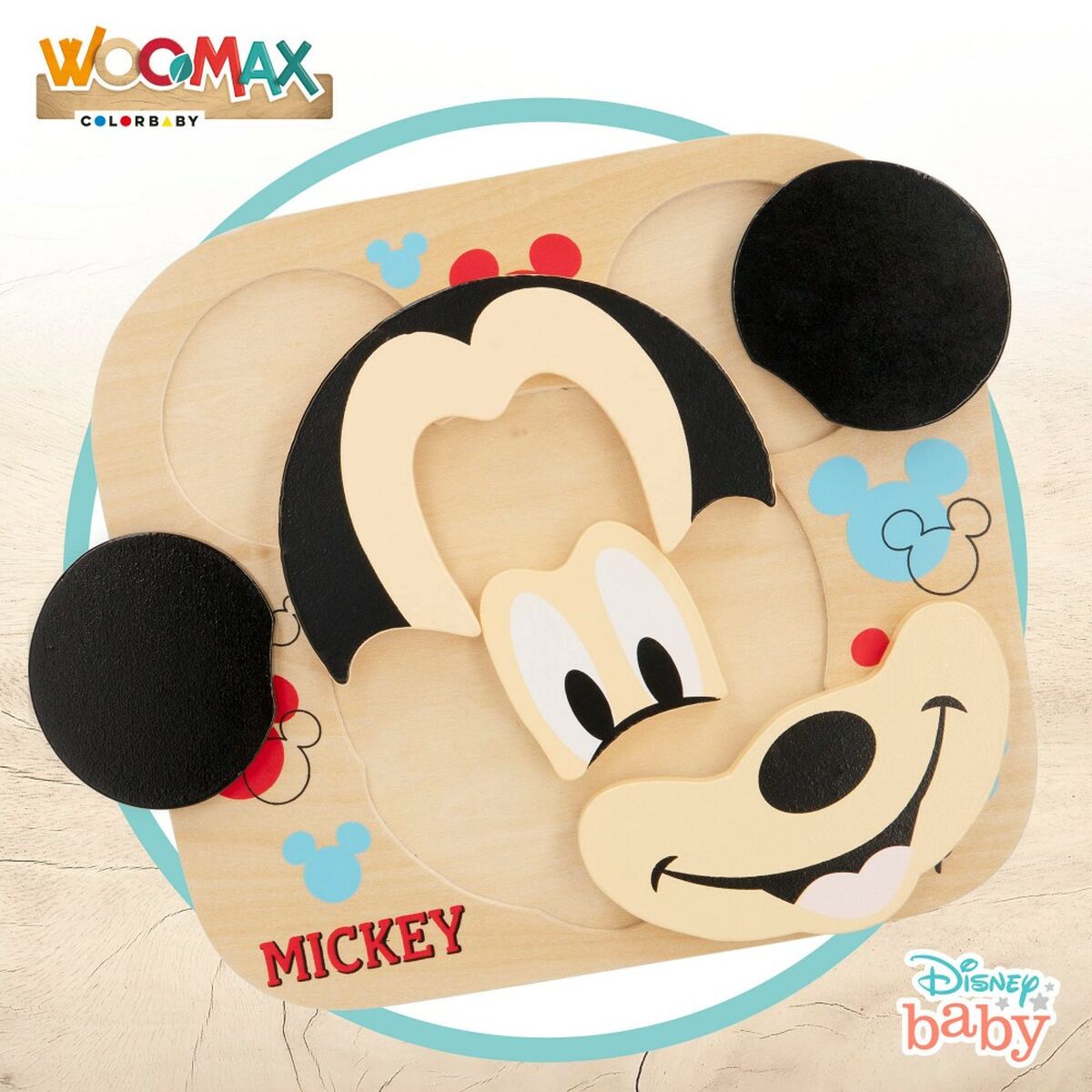 Child’s Wooden Puzzle Disney Mickey Mouse + 12 Months 6 Pieces (12 Units)