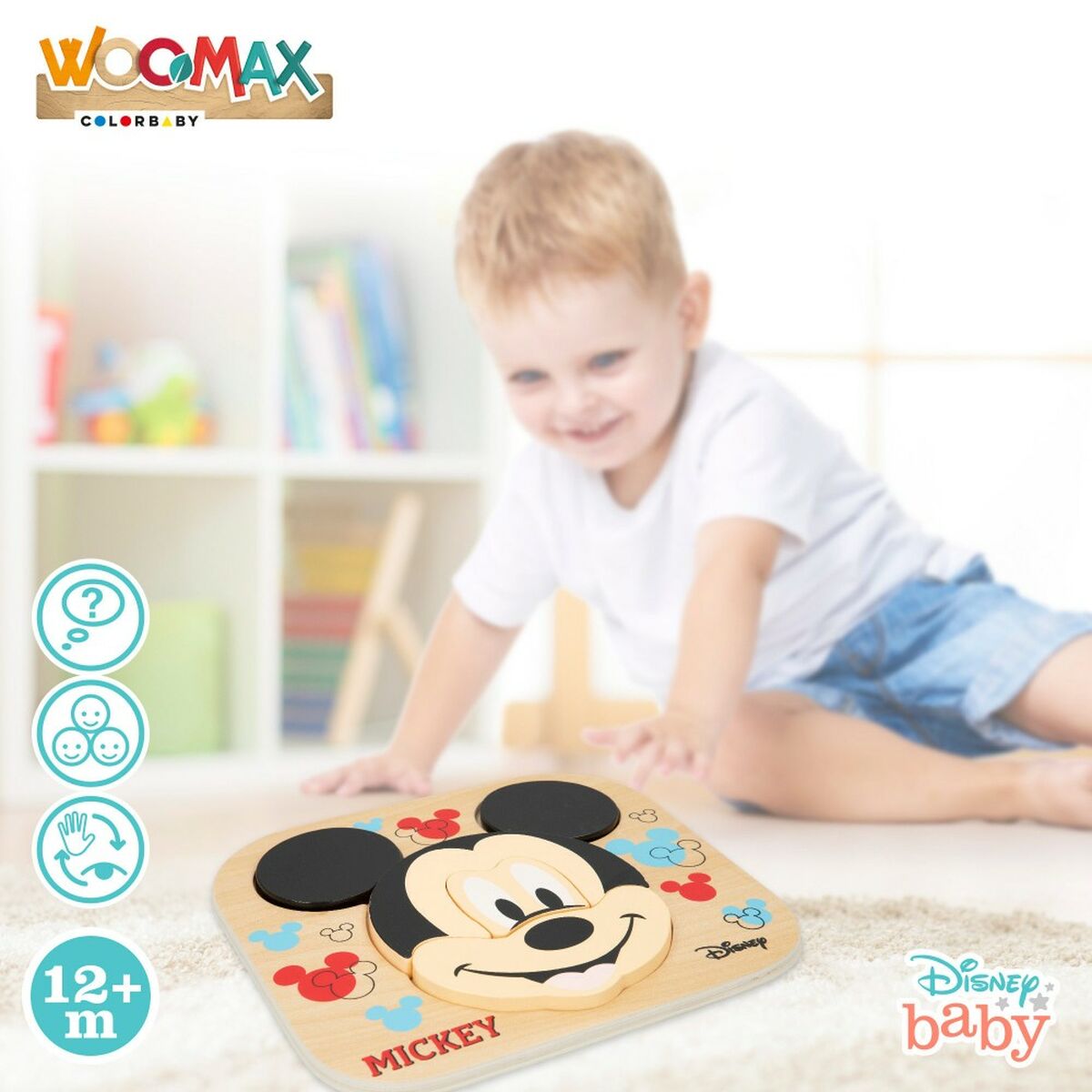Child’s Wooden Puzzle Disney Mickey Mouse + 12 Months 6 Pieces (12 Units)