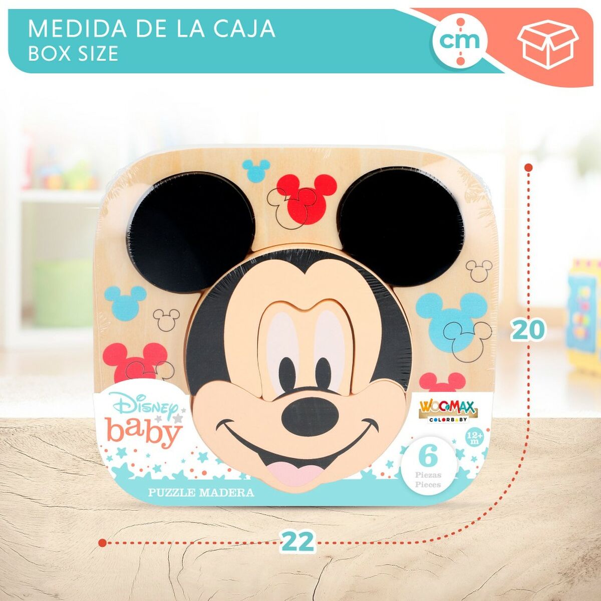 Child’s Wooden Puzzle Disney Mickey Mouse + 12 Months 6 Pieces (12 Units)
