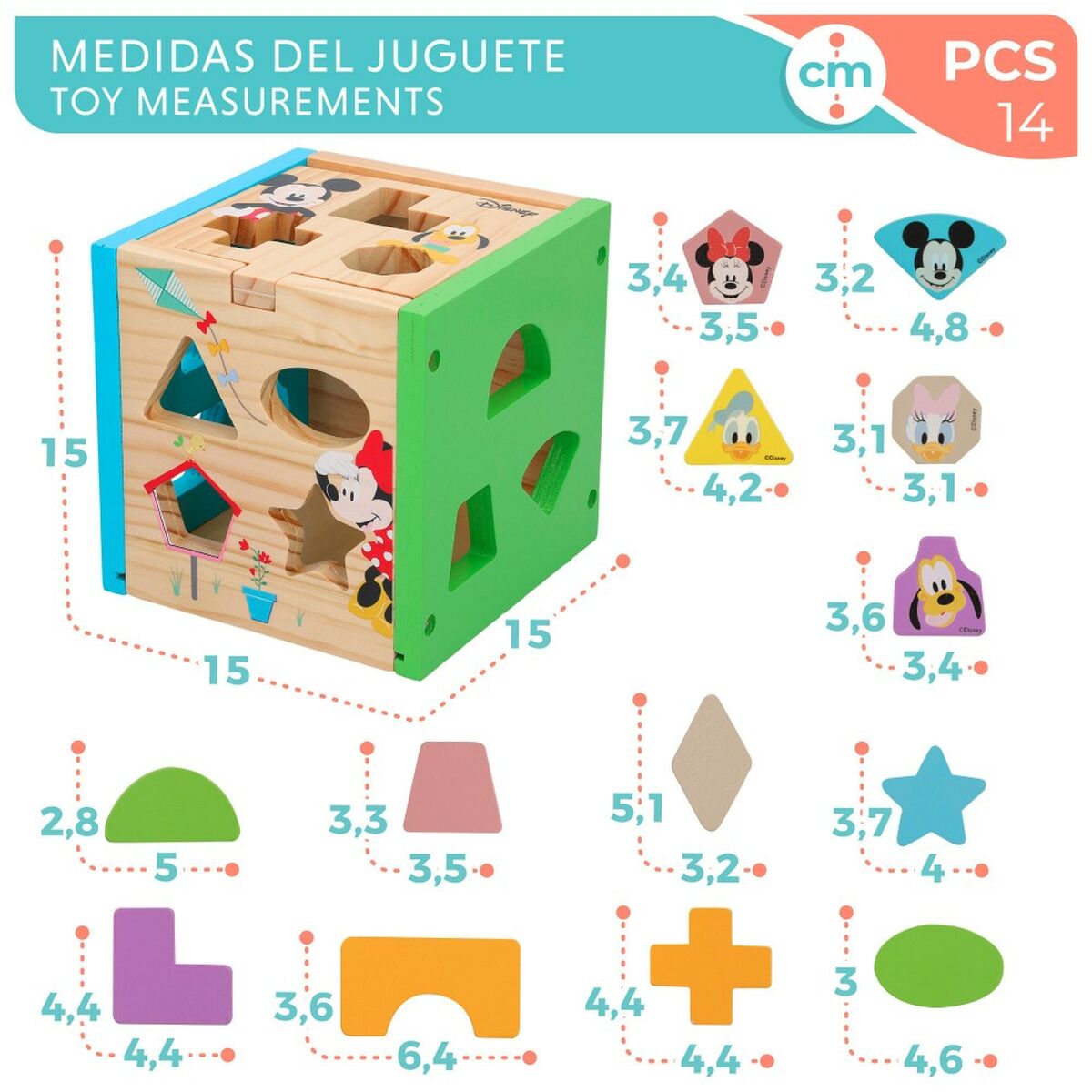 Child’s Wooden Puzzle Disney 14 Pieces 15 x 15 x 15 cm (6 Units)