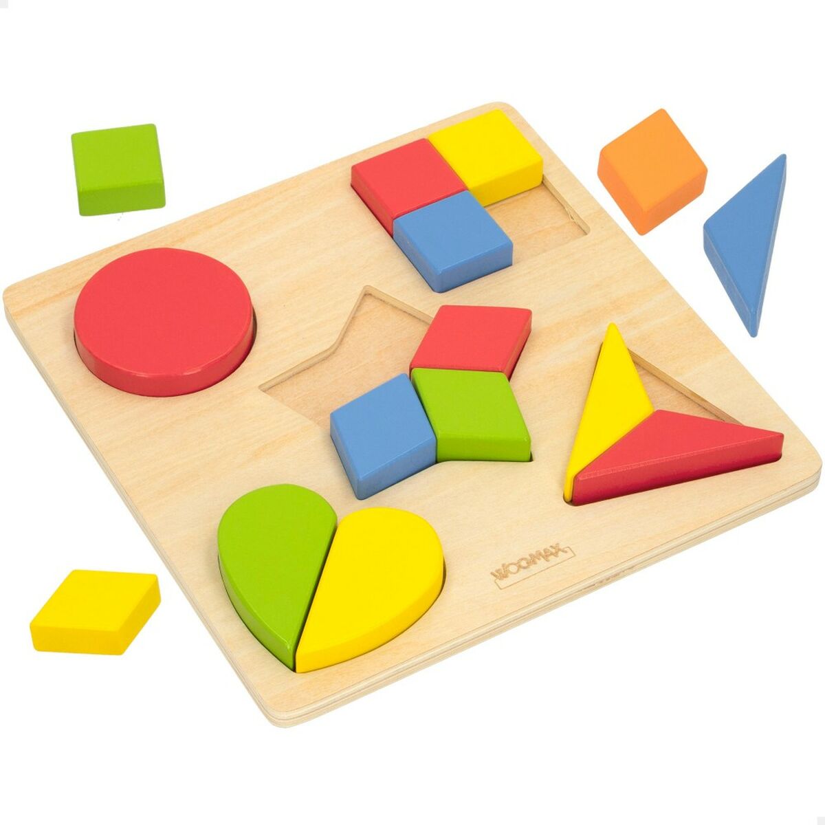 Child’s Wooden Puzzle Woomax Shapes + 12 Months 16 Pieces (6 Units)