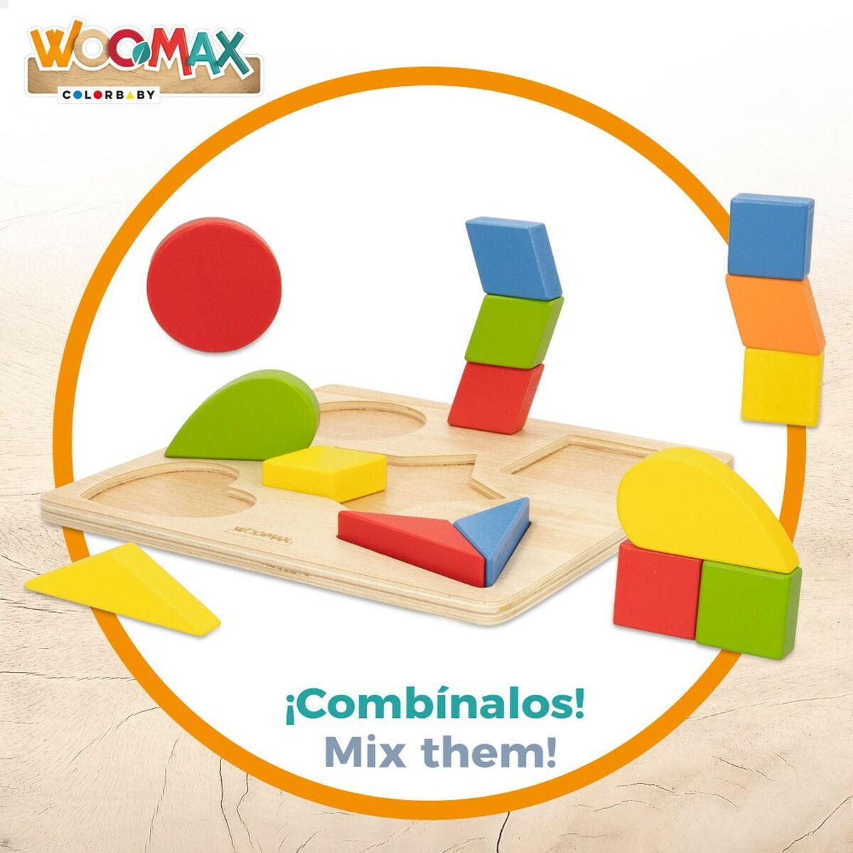 Child’s Wooden Puzzle Woomax Shapes + 12 Months 16 Pieces (6 Units)