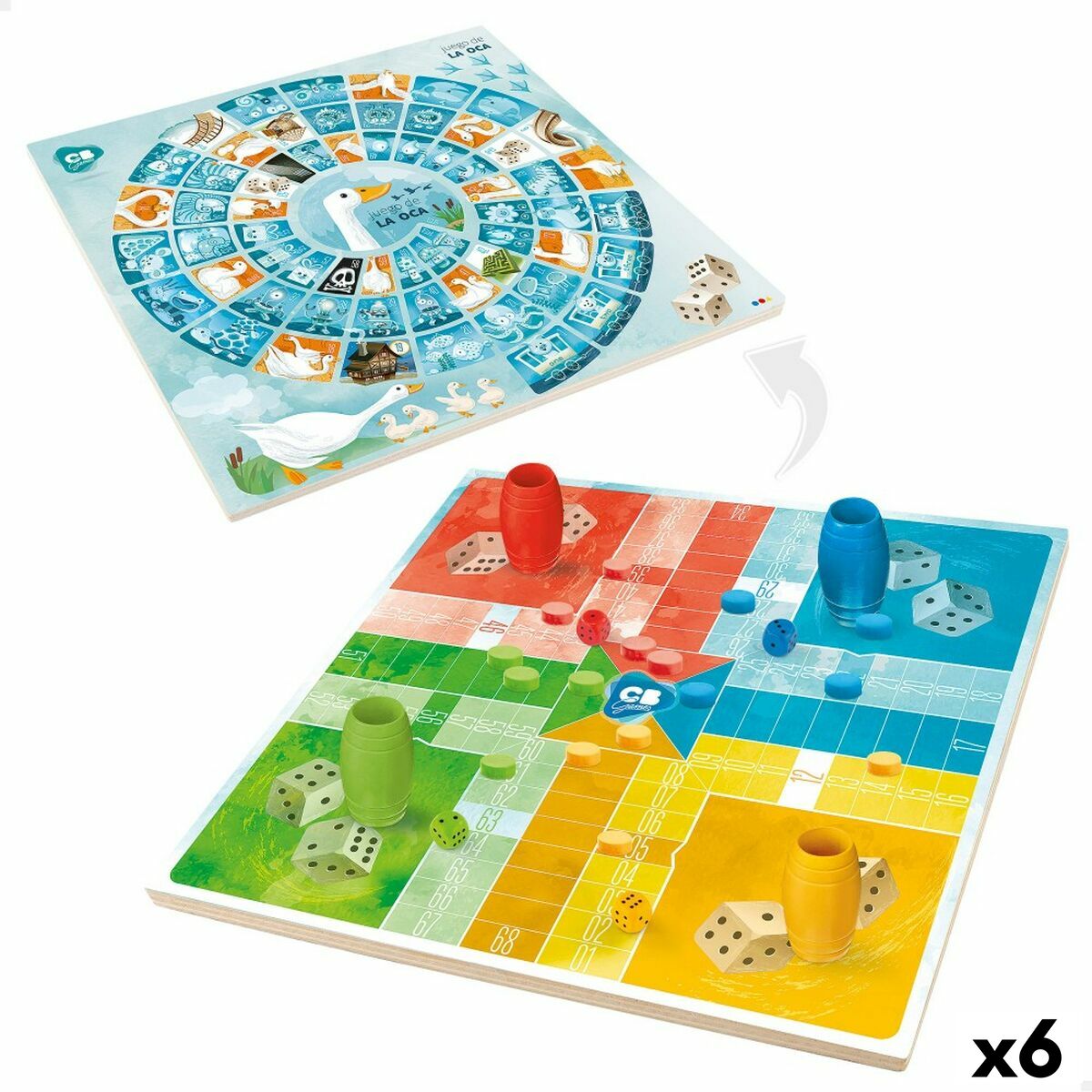 ParchÃs and Oca Board CB Games 25 x 1 x 25 cm (25 Pieces) (6 Units) ParchÃs and Oca Board CB Games 25 x 1 x 25 cm (25 Pieces) (6 Units)