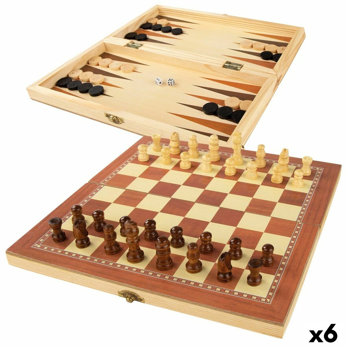Chess and Checkers Board CB Games Wood Backgammon (6 Units) Chess and Checkers Board CB Games Wood Backgammon (6 Units)