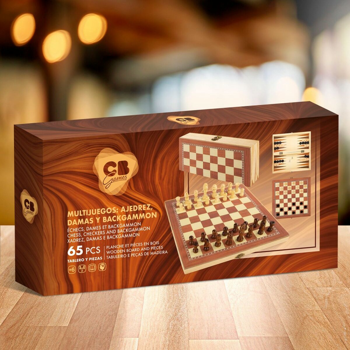 Chess and Checkers Board CB Games Wood Backgammon (6 Units)