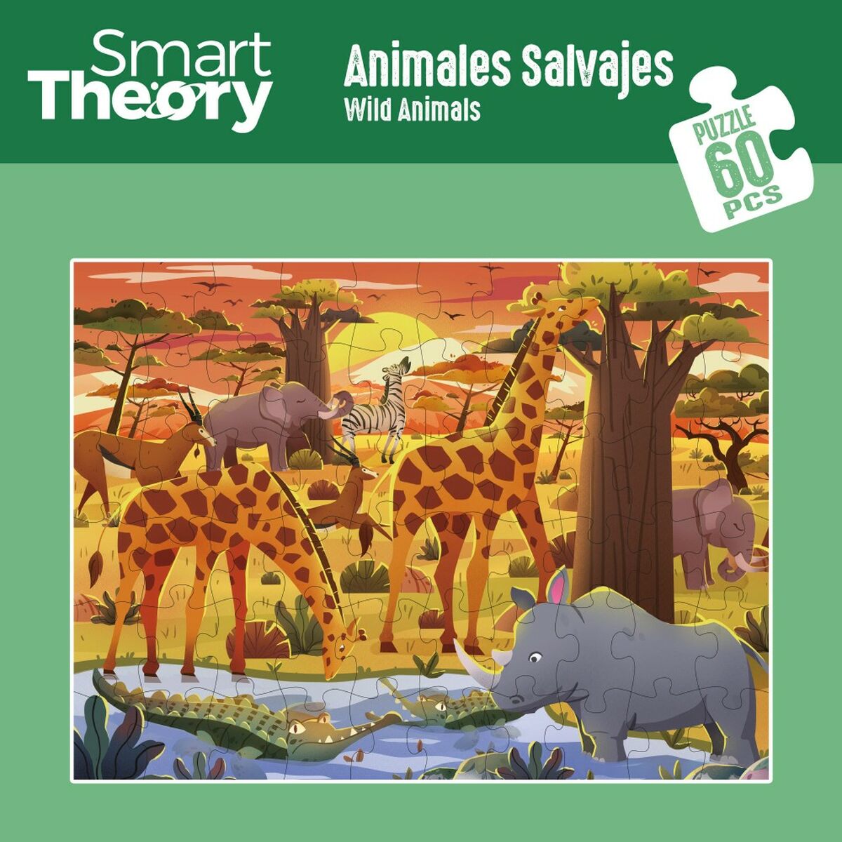 Child’s Puzzle Colorbaby Wild Animals 60 Pieces 60 x 44 cm (6 Units)