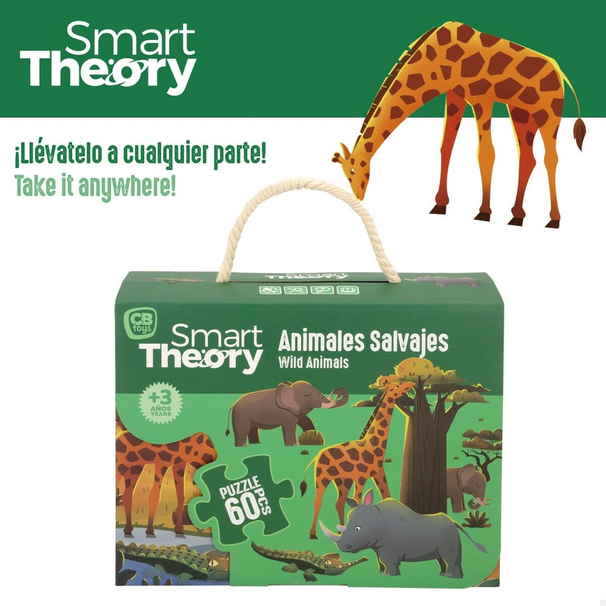 Child’s Puzzle Colorbaby Wild Animals 60 Pieces 60 x 44 cm (6 Units)