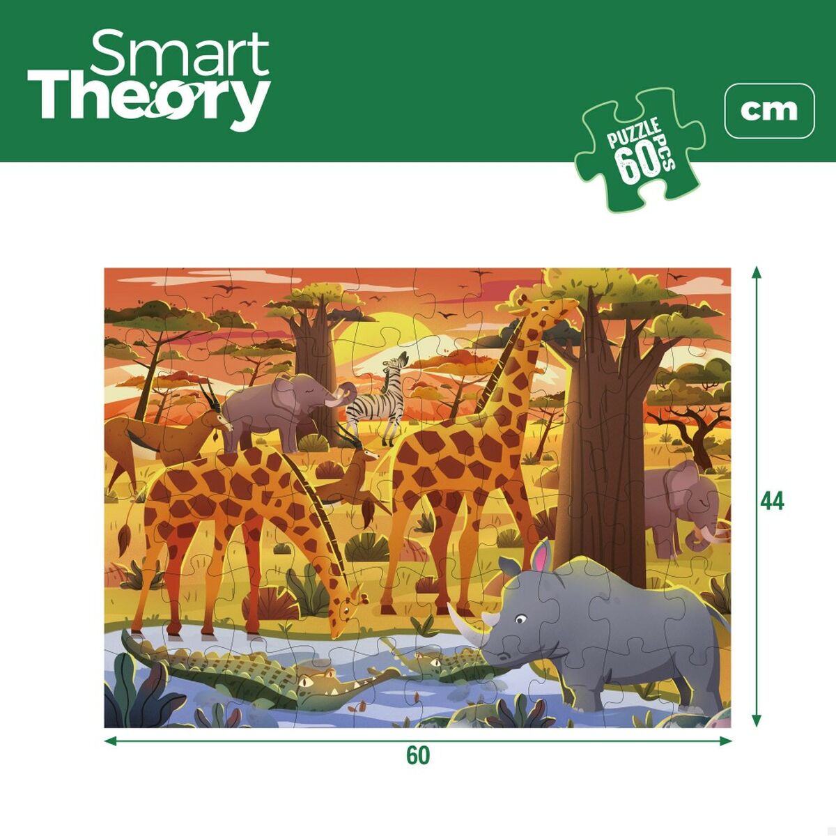 Child’s Puzzle Colorbaby Wild Animals 60 Pieces 60 x 44 cm (6 Units)