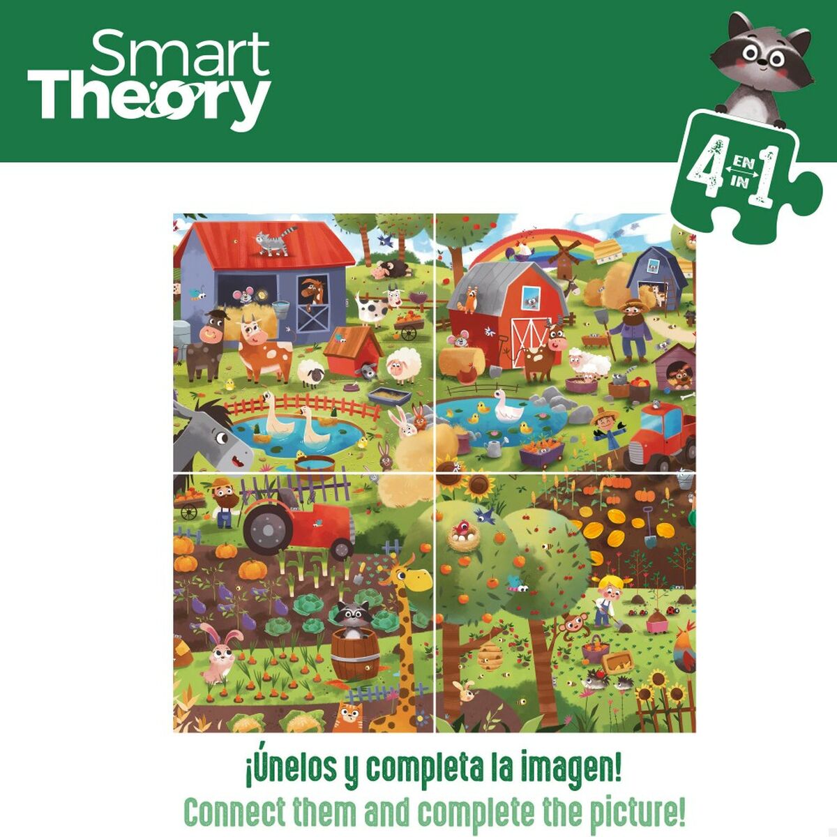 Child’s Puzzle Colorbaby 4-in-1 174 Pieces Farm 68 x 68 cm (6 Units)