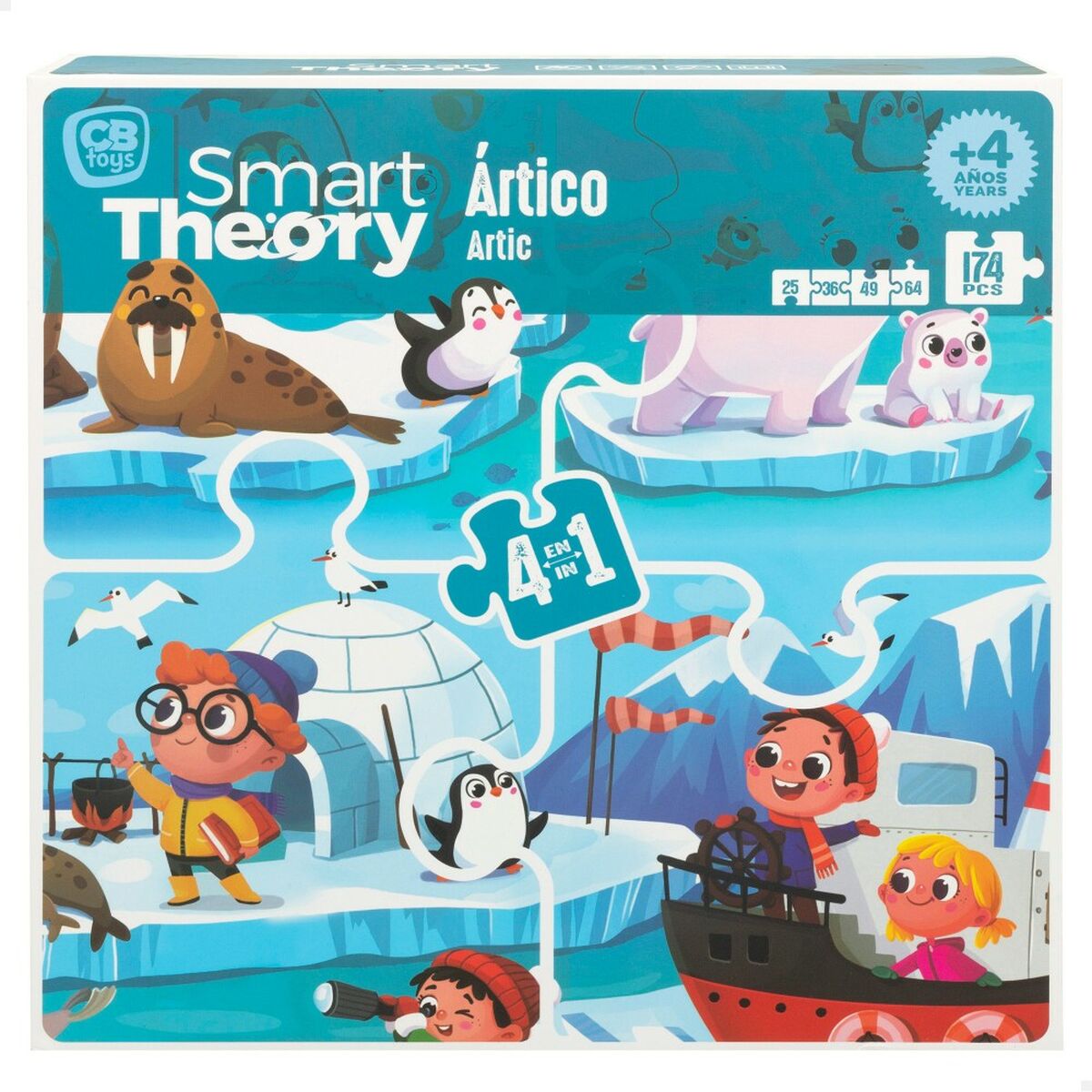 Child’s Puzzle Colorbaby Artic 4-in-1 174 Pieces 136 x 34 cm (6 Units)