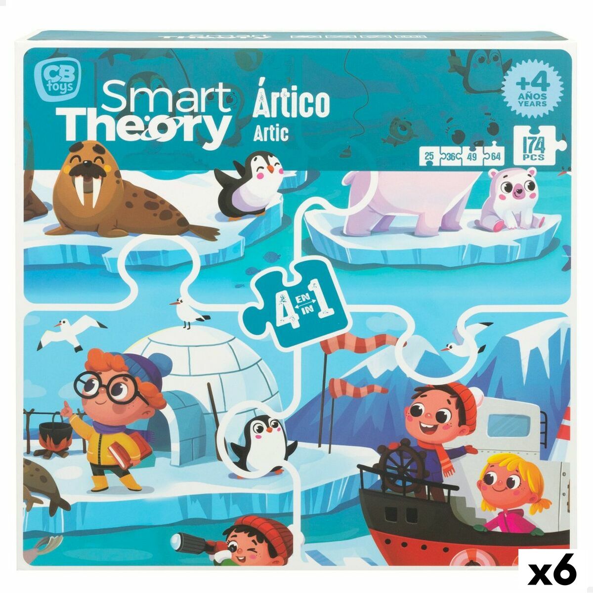 Child’s Puzzle Colorbaby Artic 4-in-1 174 Pieces 136 x 34 cm (6 Units)