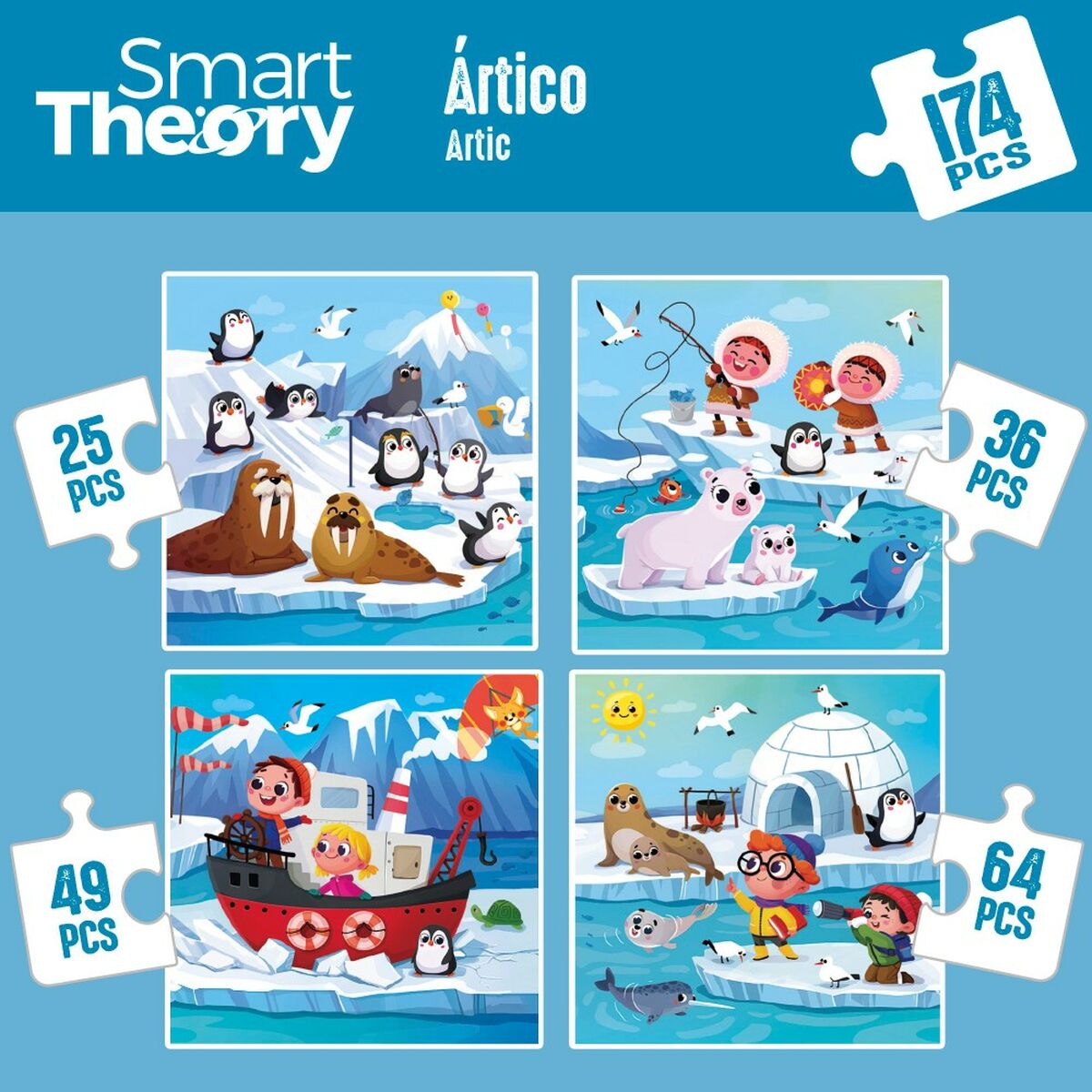 Child’s Puzzle Colorbaby Artic 4-in-1 174 Pieces 136 x 34 cm (6 Units)