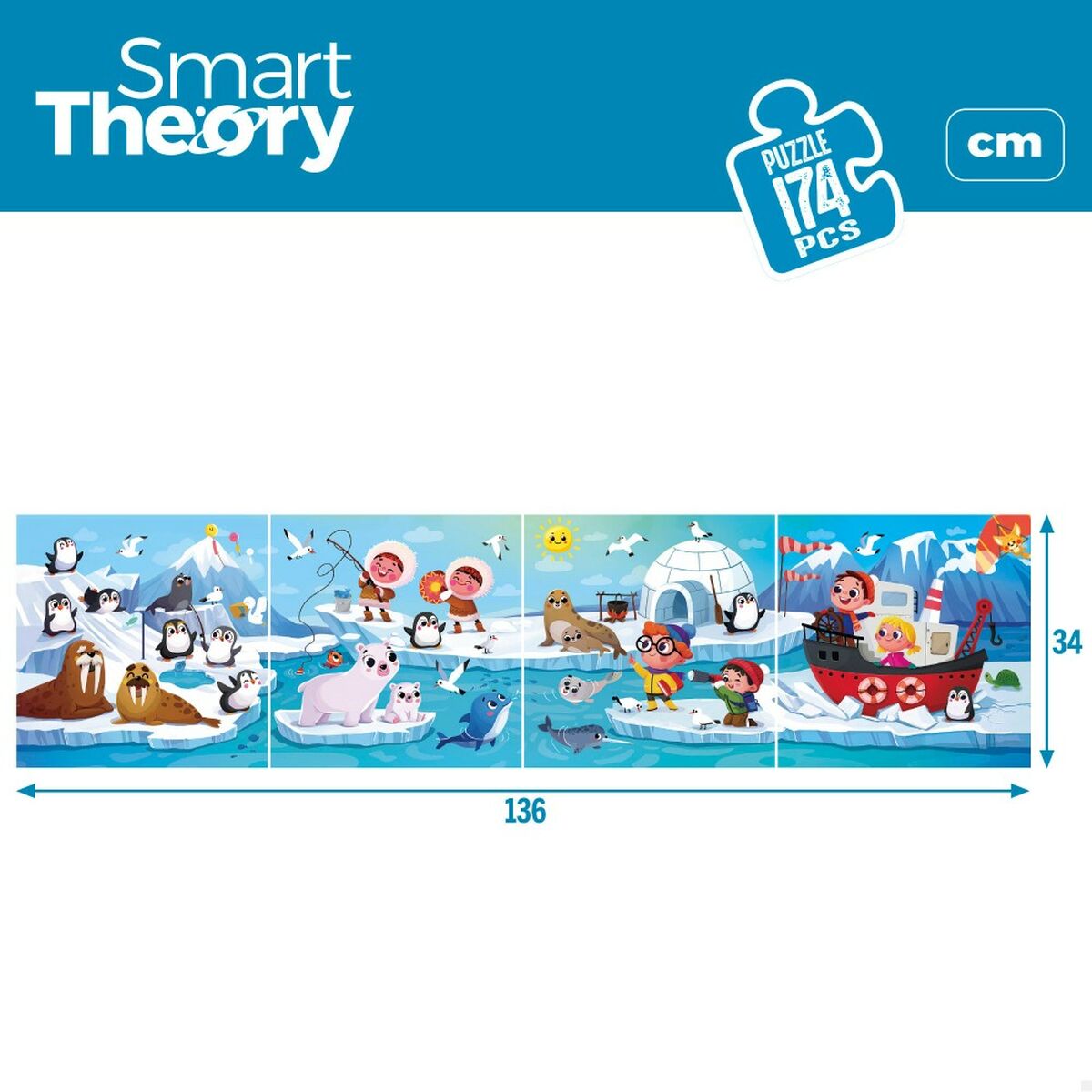 Child’s Puzzle Colorbaby Artic 4-in-1 174 Pieces 136 x 34 cm (6 Units)
