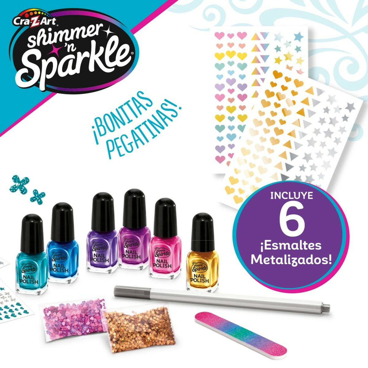 Beauty Kit Cra-Z-Art 1,5 x 4,5 x 1,5 cm Children’s metal Rainbow Nails 4 Units