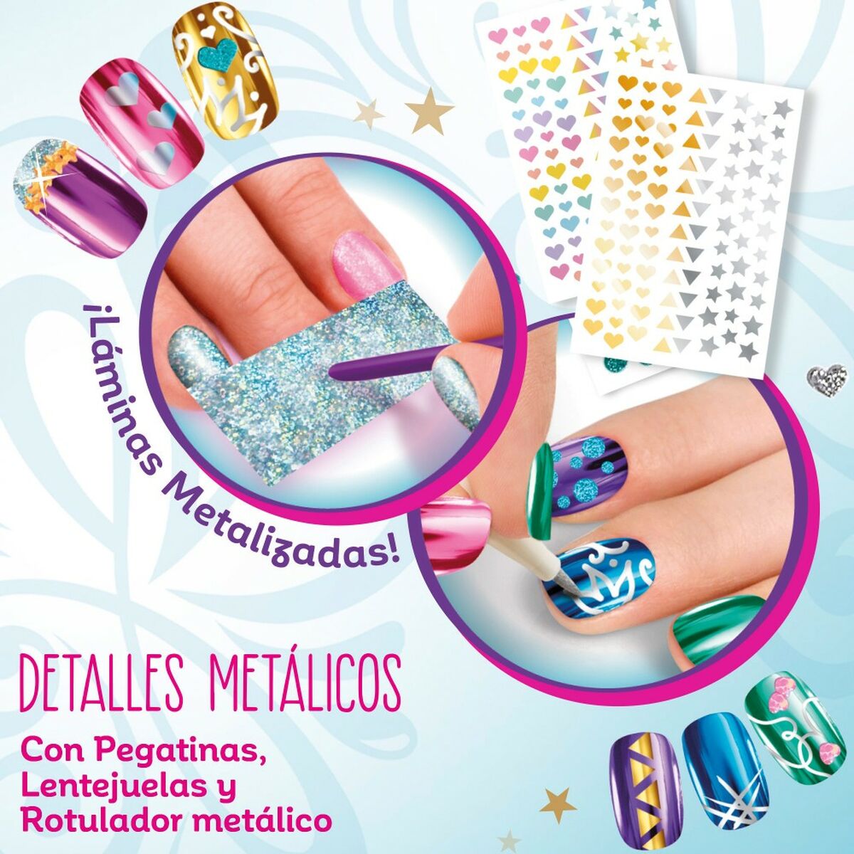 Beauty Kit Cra-Z-Art 1,5 x 4,5 x 1,5 cm Children’s metal Rainbow Nails 4 Units