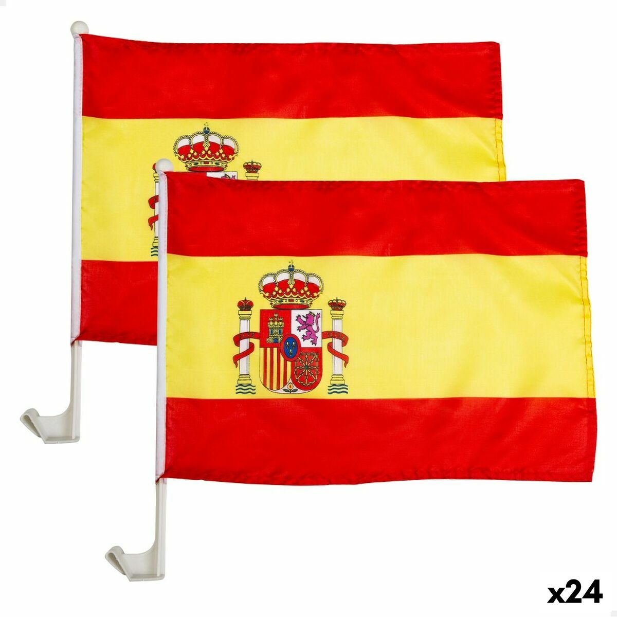 Car flag holder Colorbaby 45 x 30 cm Spain 2 Pieces 24 Units Car flag holder Colorbaby 45 x 30 cm Spain 2 Pieces 24 Units