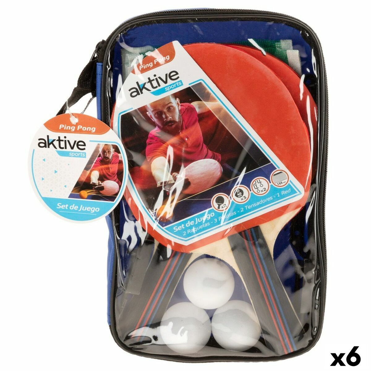 Ping Pong Set Aktive 15 x 25,5 x 1 cm (6 Units) Ping Pong Set Aktive 15 x 25,5 x 1 cm (6 Units)