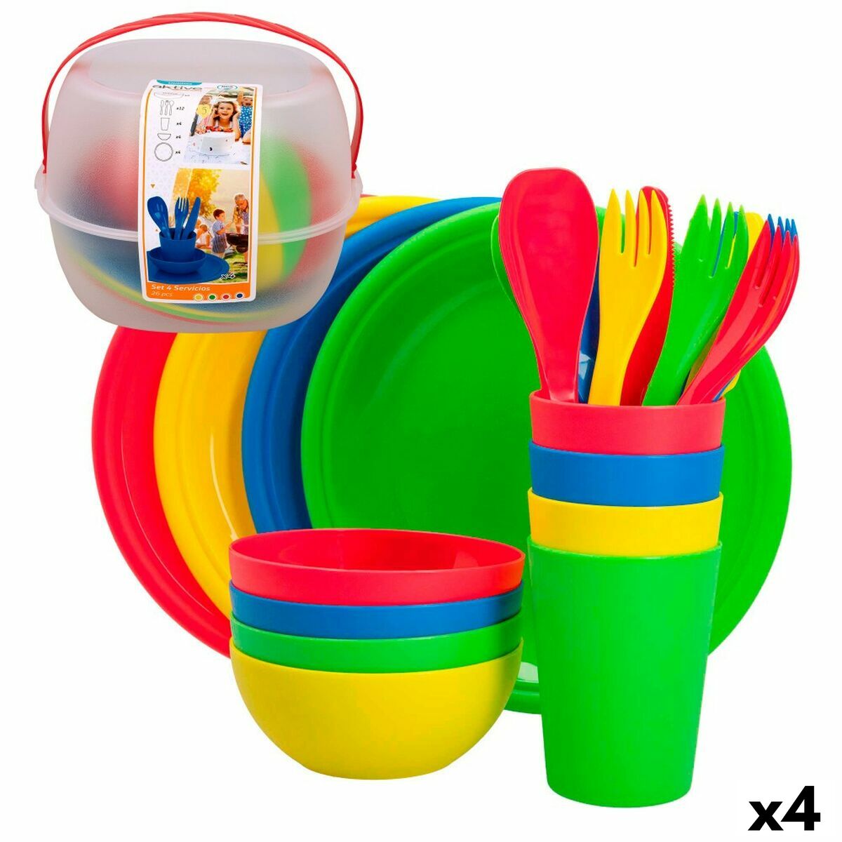 Picnic set Aktive 22,5 x 1,5 x 22,5 cm polypropylene (4 Units) Picnic set Aktive 22,5 x 1,5 x 22,5 cm polypropylene (4 Units)