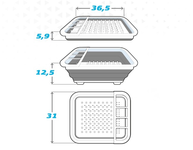 Folding Draining Rack for Kitchen Aktive 6 Units