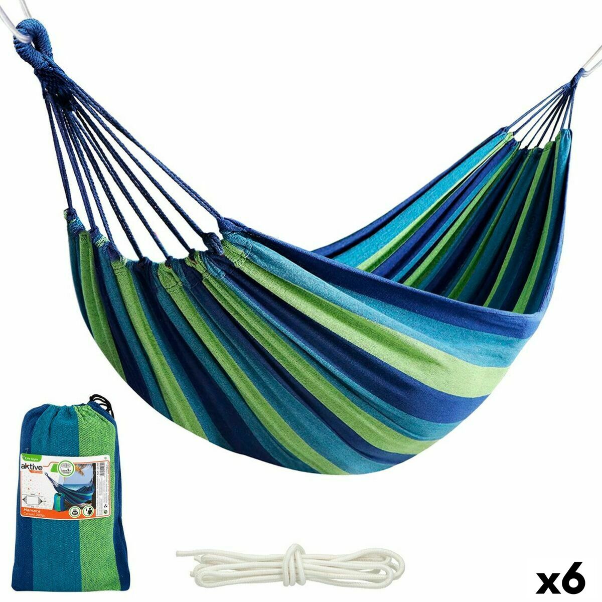 Hammock Aktive Blue 200 x 0,4 x 100 cm (6 Units) Hammock Aktive Blue 200 x 0,4 x 100 cm (6 Units)