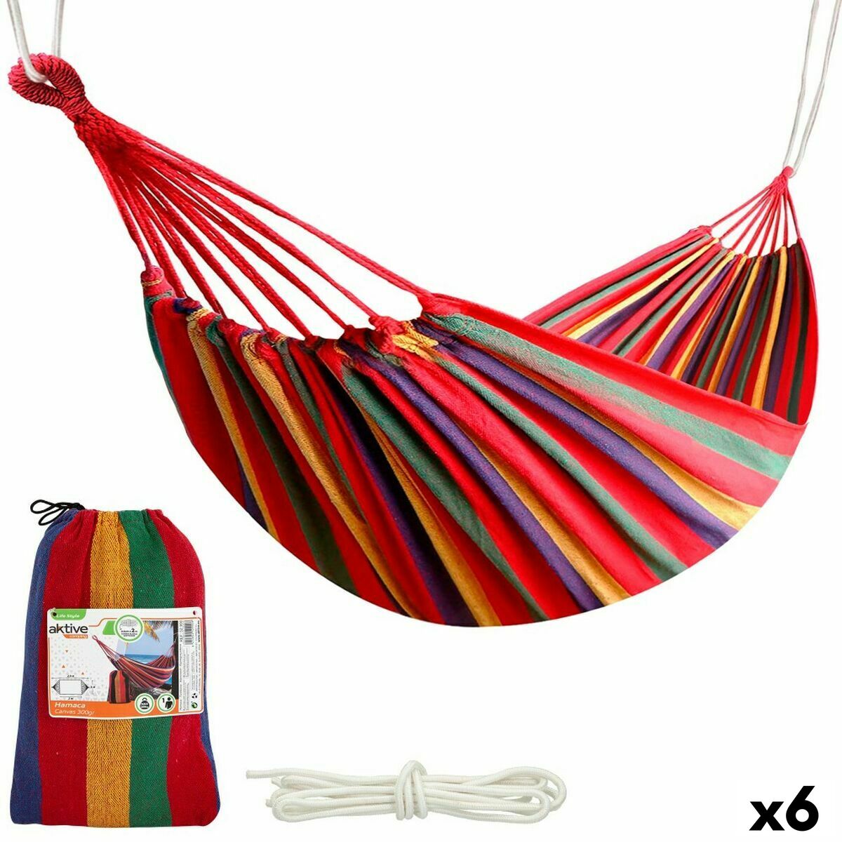 Hammock Aktive Orange 200 x 0,4 x 100 cm (6 Units) Hammock Aktive Orange 200 x 0,4 x 100 cm (6 Units)