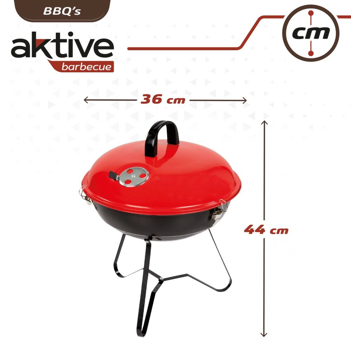 Barbecue Portable Aktive Enamelled Metal  36 cm 36 x 44 x 36 cm (4 Units) Red