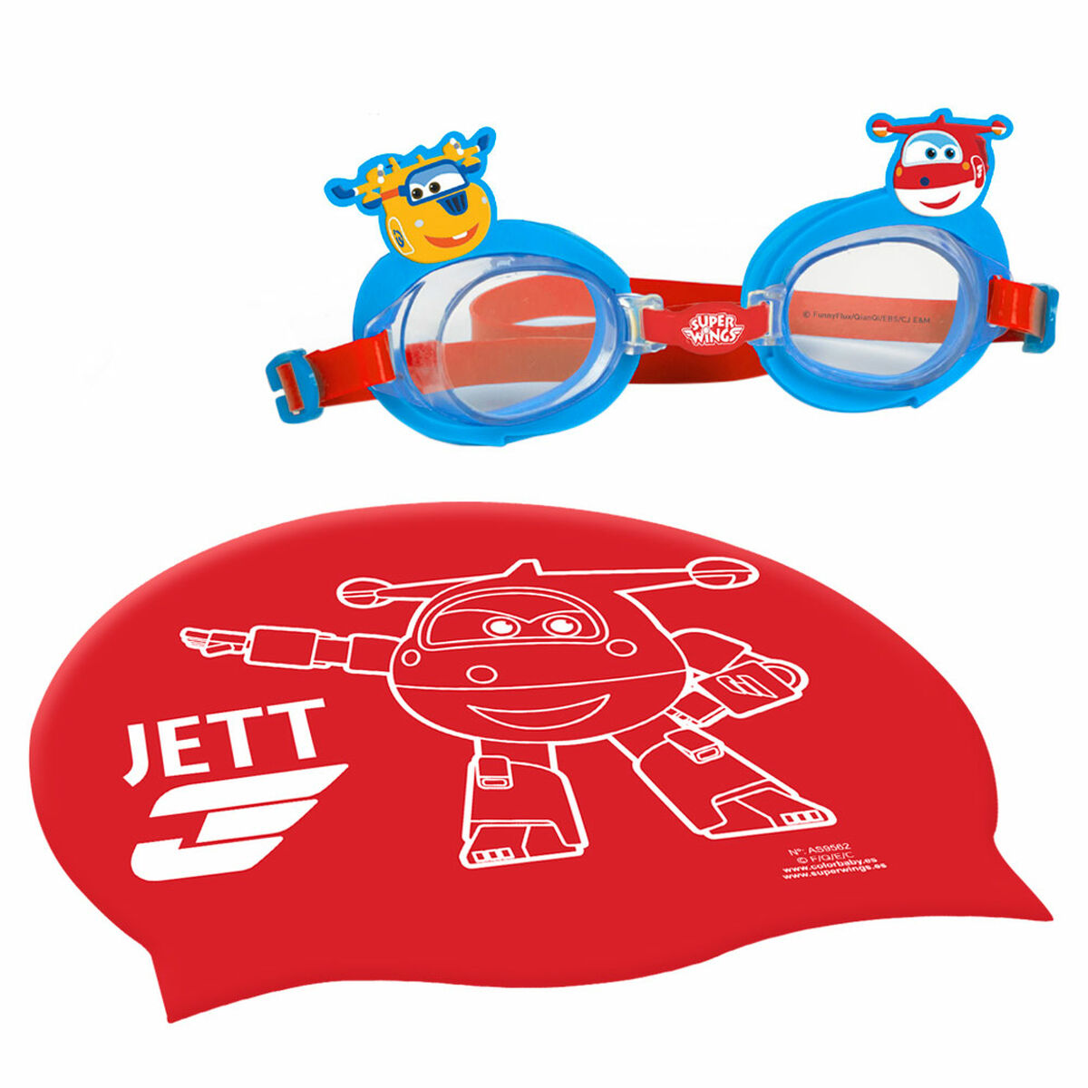 Swimming Cap and Goggles Super Wings Children’s (12 Units)