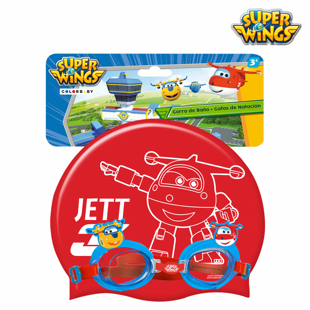 Swimming Cap and Goggles Super Wings Children’s (12 Units)