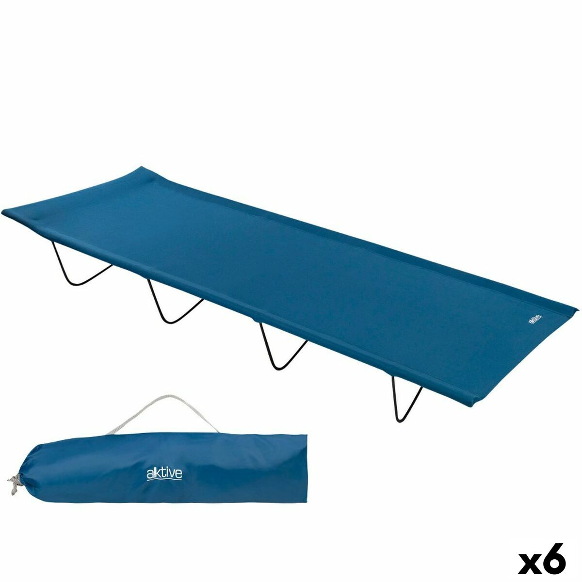 Sun-lounger Aktive Blue Foldable 180 x 18 x 60 cm (6 Units) Sun-lounger Aktive Blue Foldable 180 x 18 x 60 cm (6 Units)