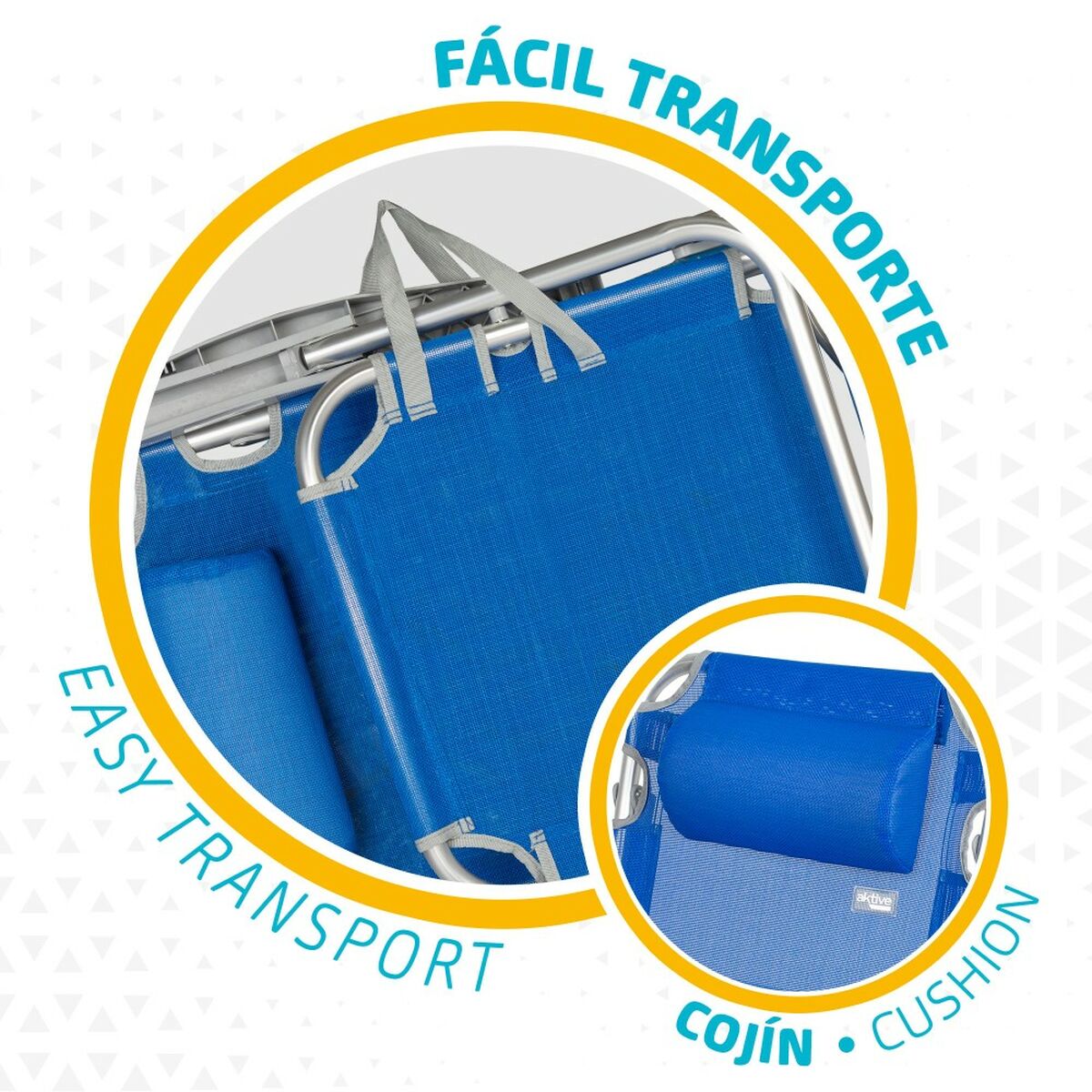 Folding Chair with Headrest Aktive Gomera Blue 48 x 84 x 46 cm (2 Units)