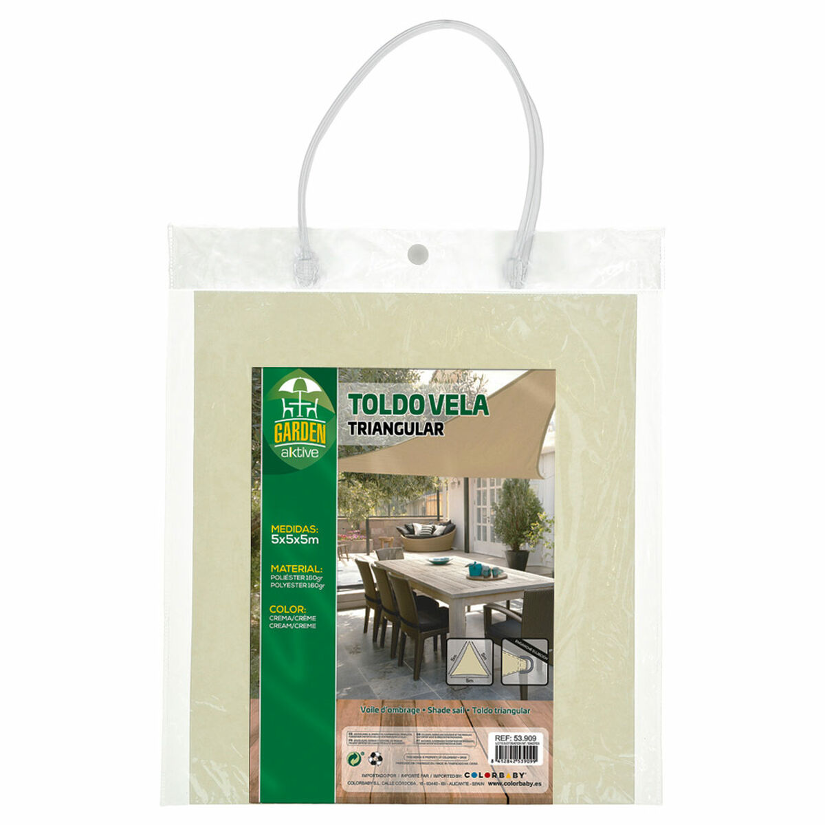 Shade Sail Aktive Cream 500 x 0,3 x 500 cm Triangular (4 Units)