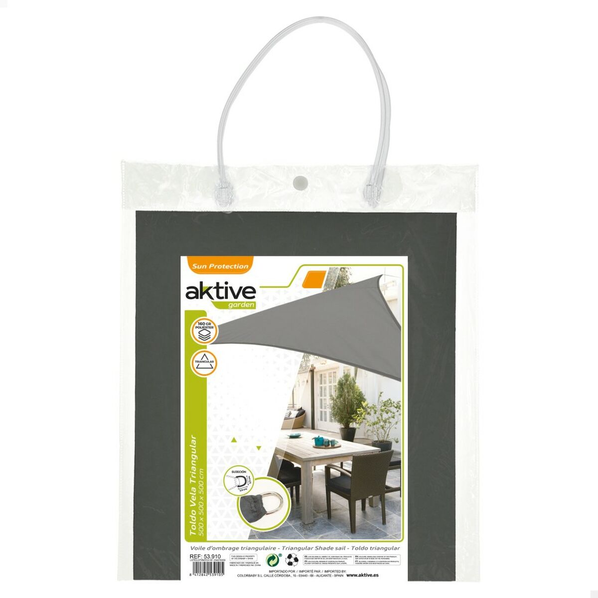 Shade Sail Aktive Grey 500 x 0,5 x 500 cm Triangular (4 Units)