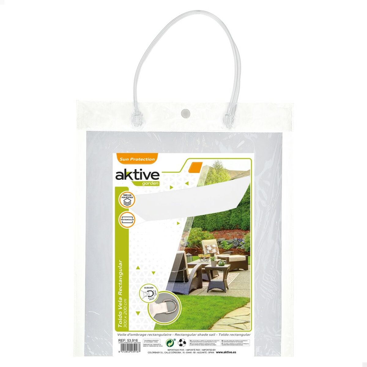 Shade Sail Aktive White 200 x 0,5 x 300 cm Rectangular (6 Units)