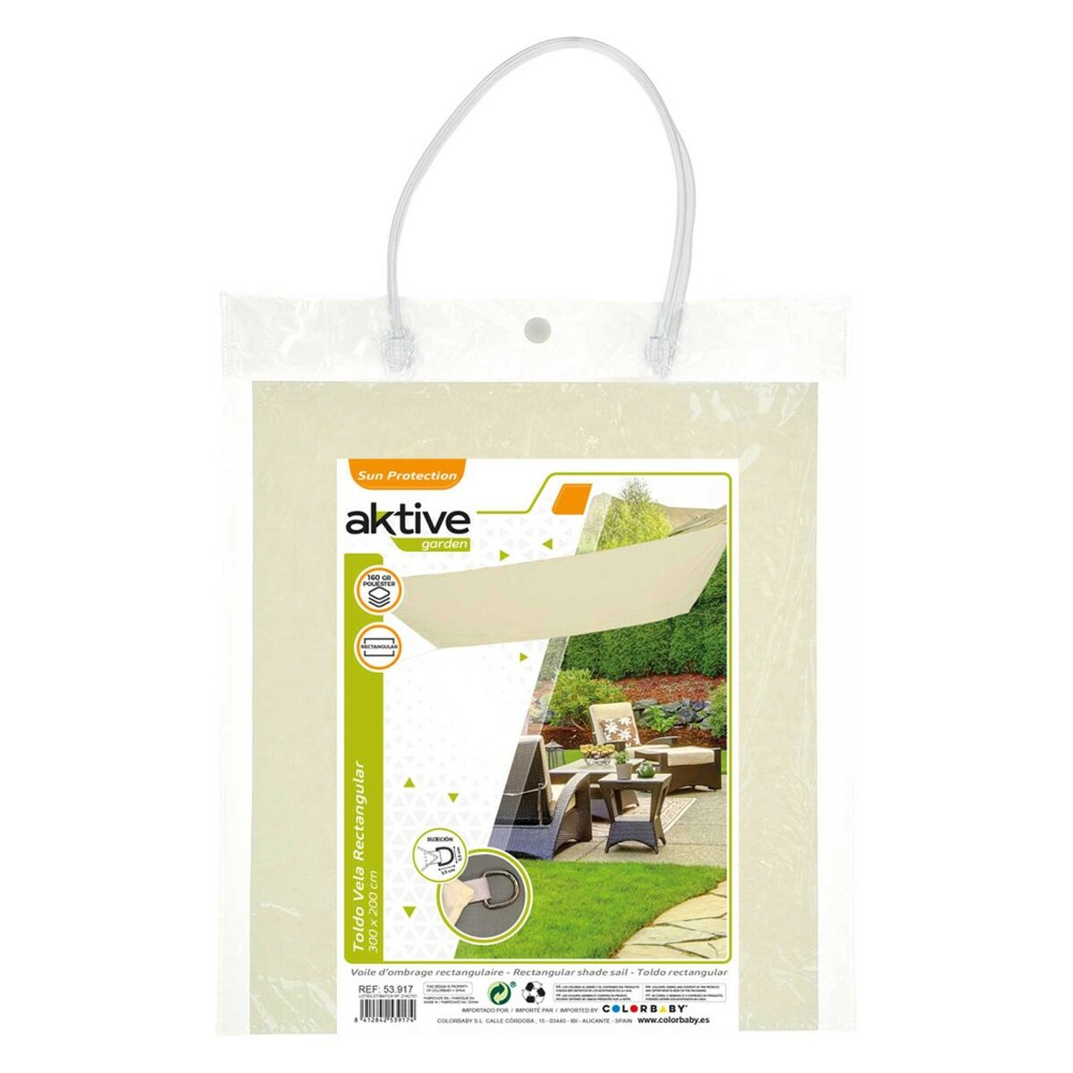 Shade Sail Aktive Cream 200 x 0,5 x 300 cm Rectangular (6 Units)
