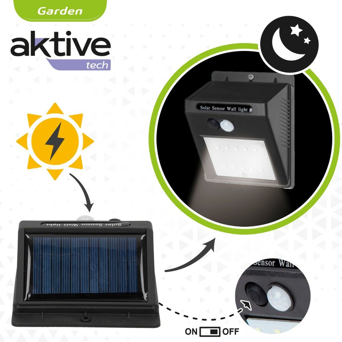LED Light with Movement Sensor Aktive Plastic 9 x 12 x 5 cm (6 Units)