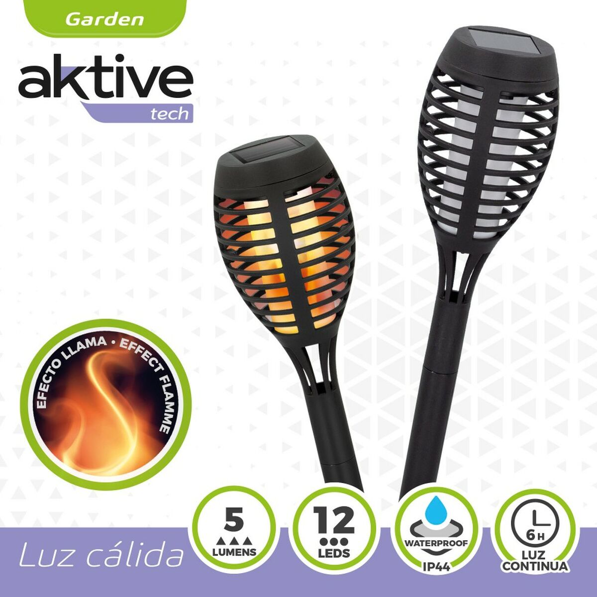 Set of solar garden torch lights Aktive Plastic 7,5 x 50 x 7,5 cm (4 Units)