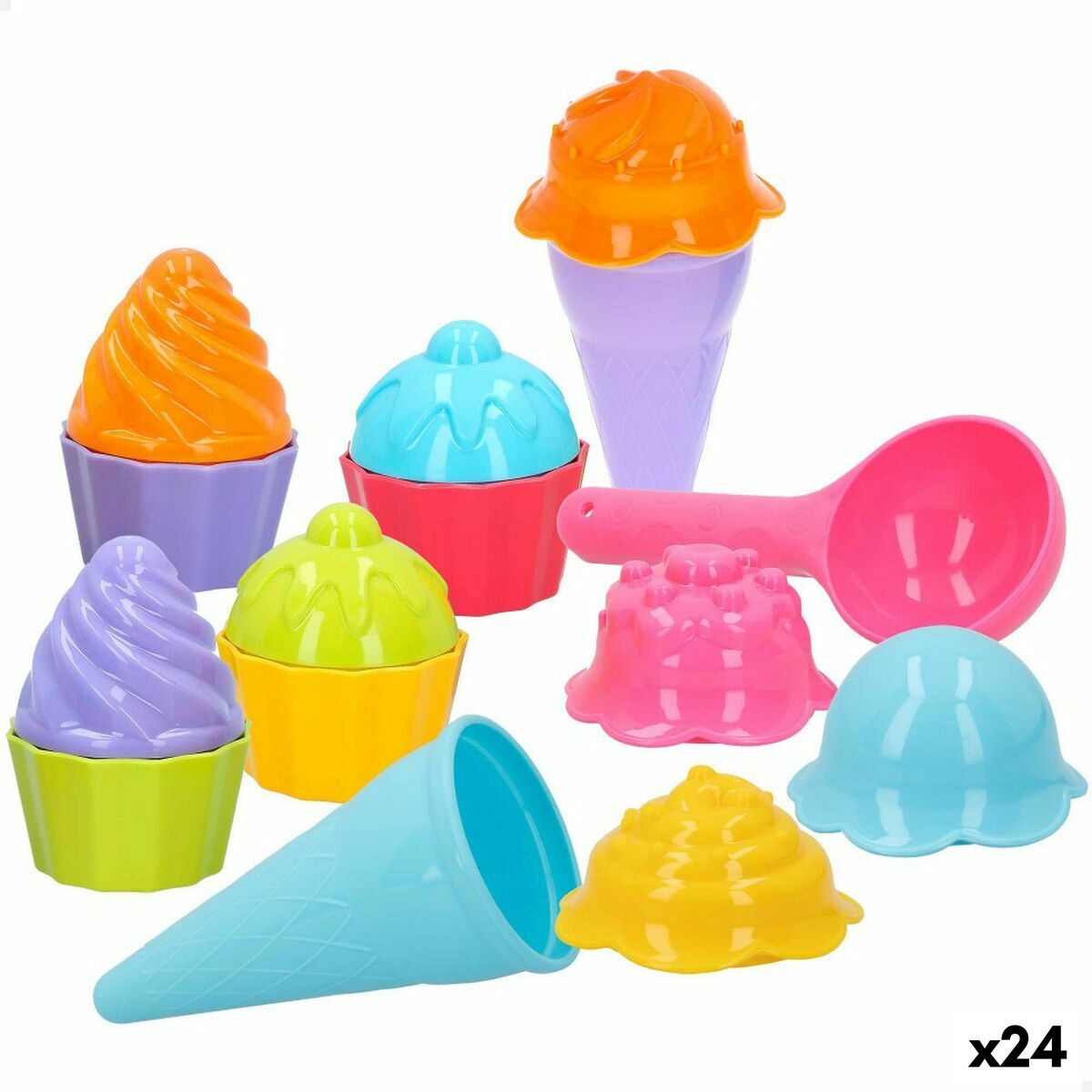 Beach toys set Colorbaby 15 Pieces Moulds Ice cream Cupcake (24 Units) Beach toys set Colorbaby 15 Pieces Moulds Ice cream Cupcake (24 Units)