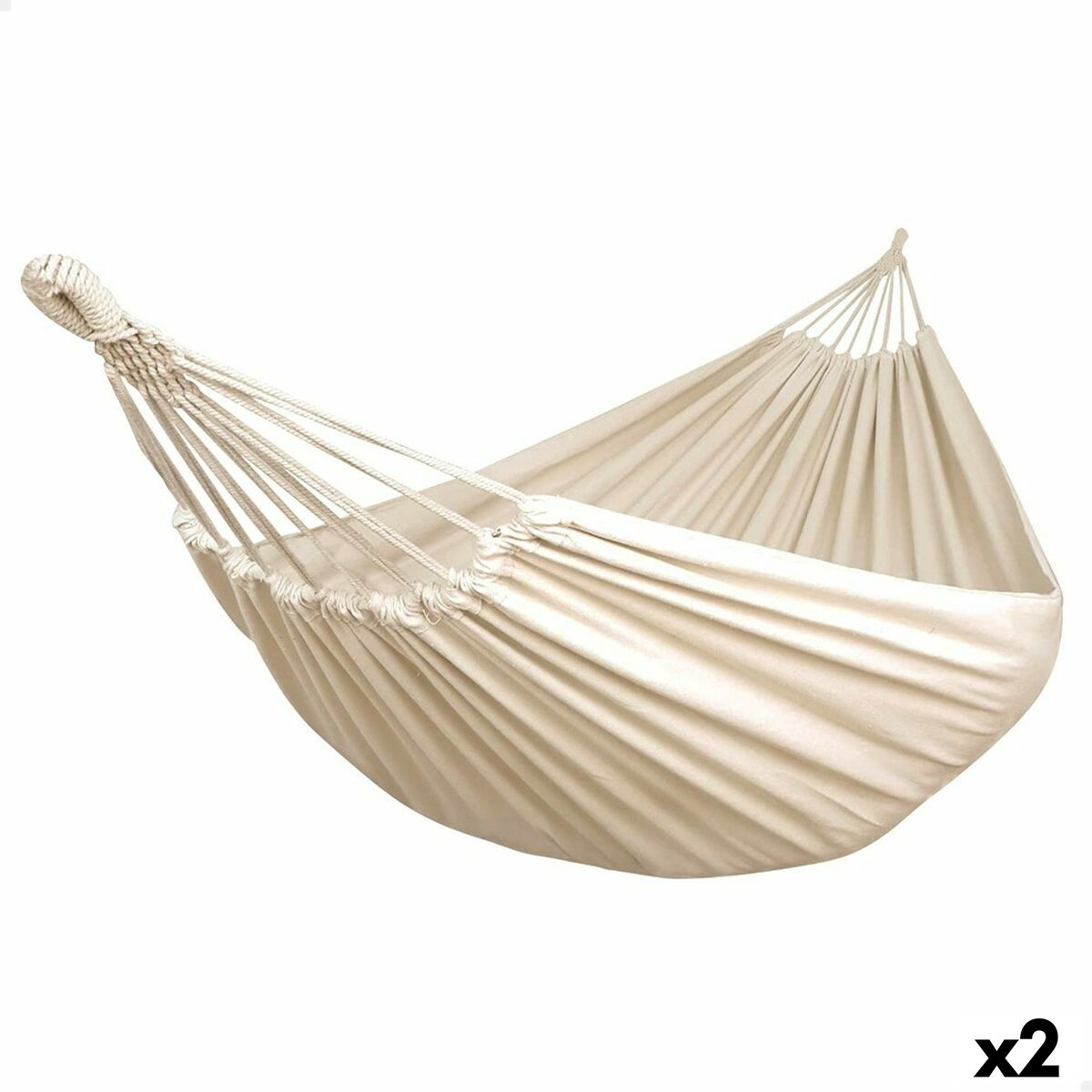 Hanging Hammock Aktive Beige 220 x 150 cm (2 Units) Hanging Hammock Aktive Beige 220 x 150 cm (2 Units)
