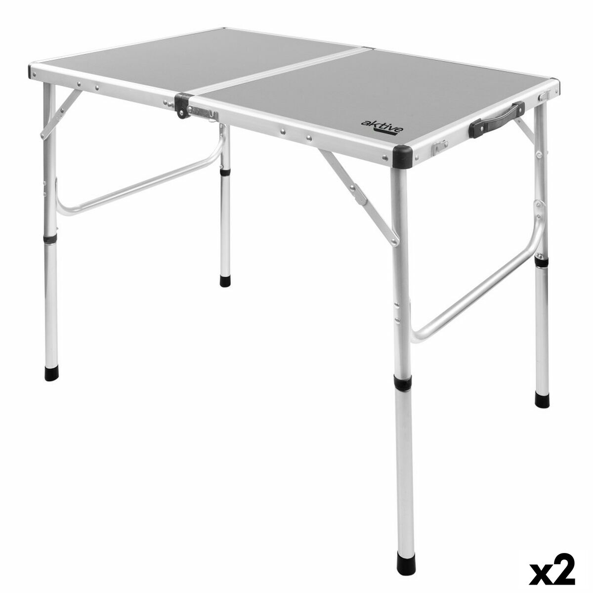 Folding Table Aktive Camping Grey 90 x 70 x 60 cm (2 Units) Folding Table Aktive Camping Grey 90 x 70 x 60 cm (2 Units)