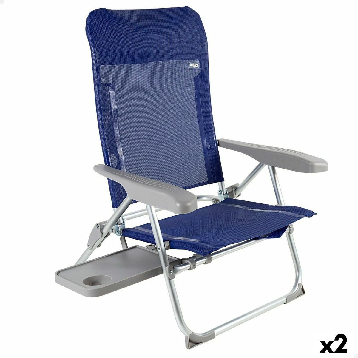 Beach Chair Aktive Slim Foldable Navy Blue 47 x 89 x 57 cm (2 Units) Beach Chair Aktive Slim Foldable Navy Blue 47 x 89 x 57 cm (2 Units)